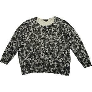 Lane Bryant Scoop Neck Long Sleeve Faux Lace Cardigan Women 26-28  Black Gray